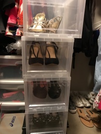 Shoes Stacked in Closet